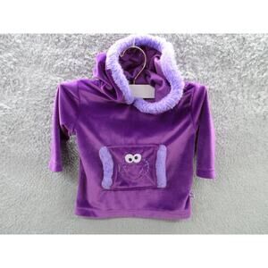 Y2K Sesame Street Cookie Monster Purple Velvet Hooded Longsleeve Size 12M